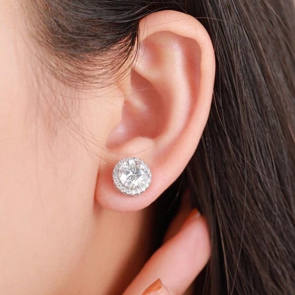 Certified 4ct. t.w. Diamond Brilliant Cut Halo Screw Back Earrings - Picture 5 of 15